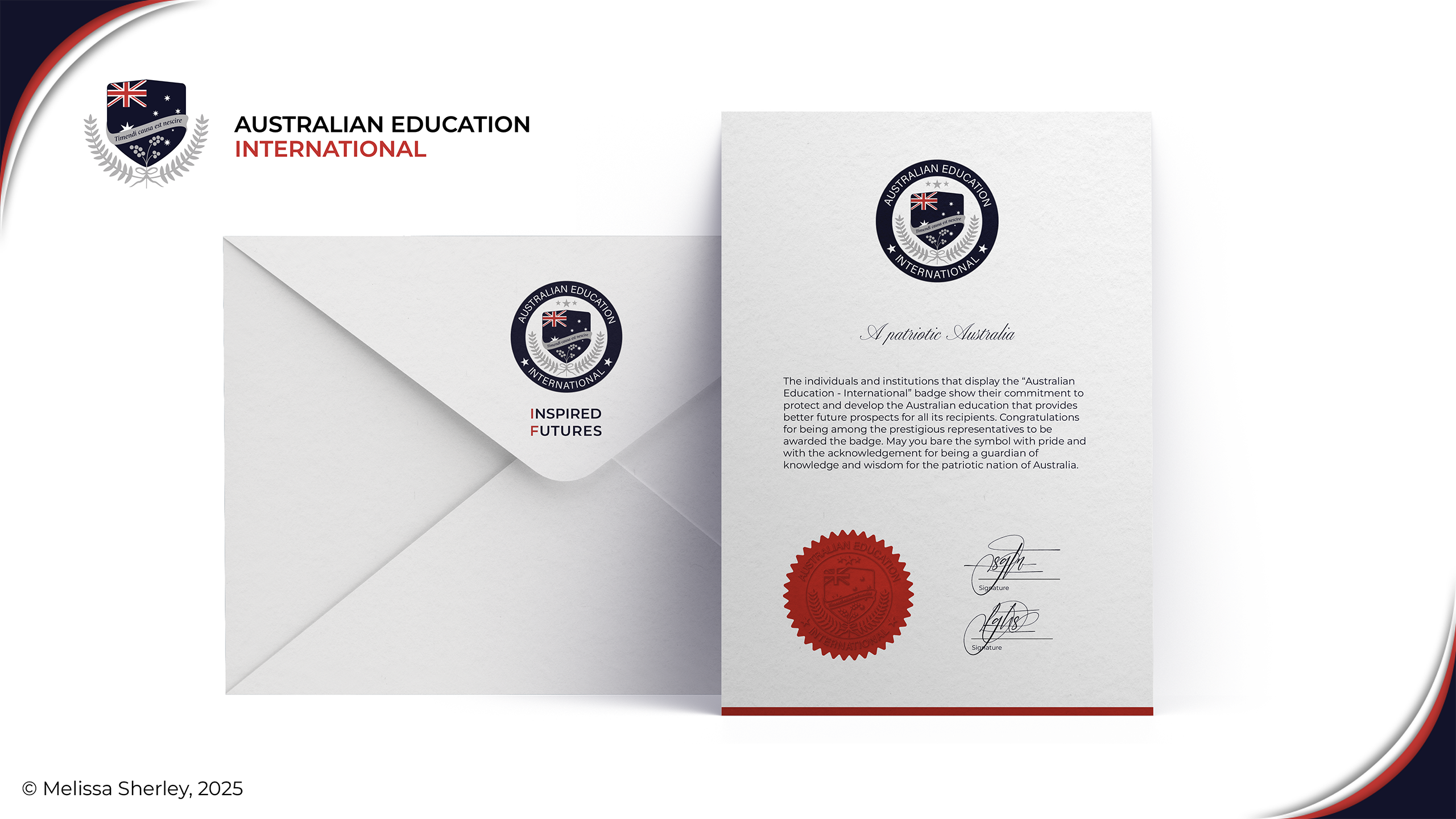 Certificate and envelope by Melissa Sherley